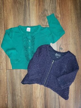 Pippa & Julie Ruffle Butts Ruffled Cardigan and Navy Boucle' Zip Jacket